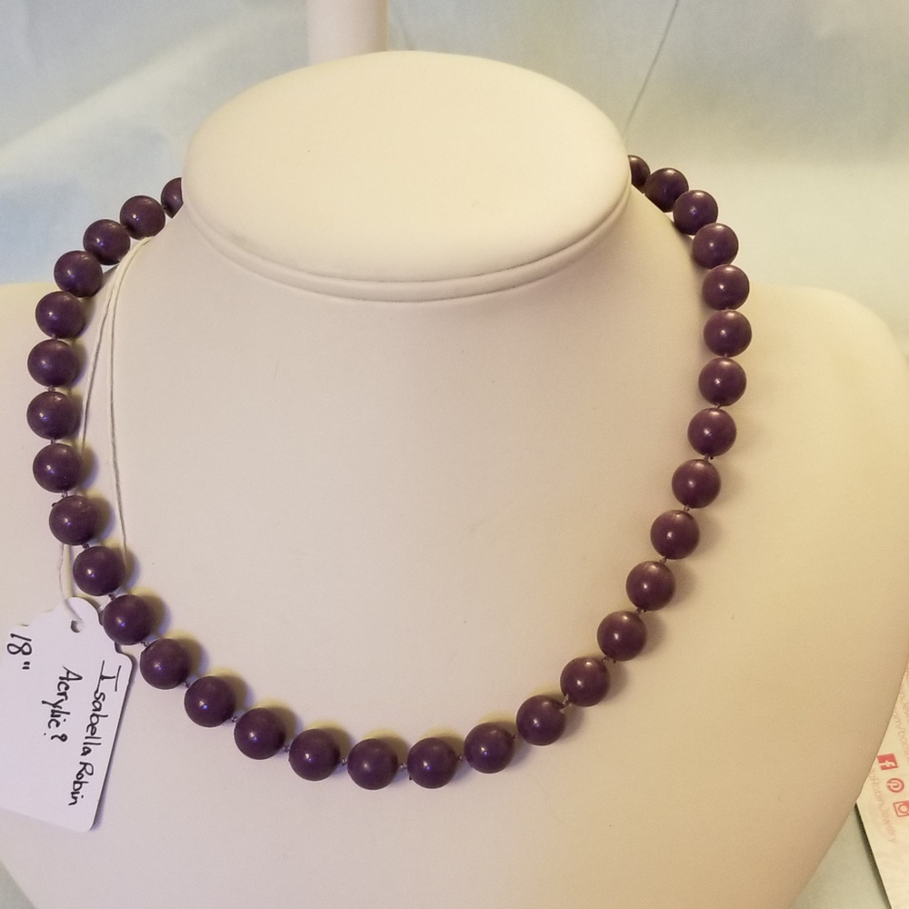 NWT Handmade "Pearl" Necklace 18" Purple